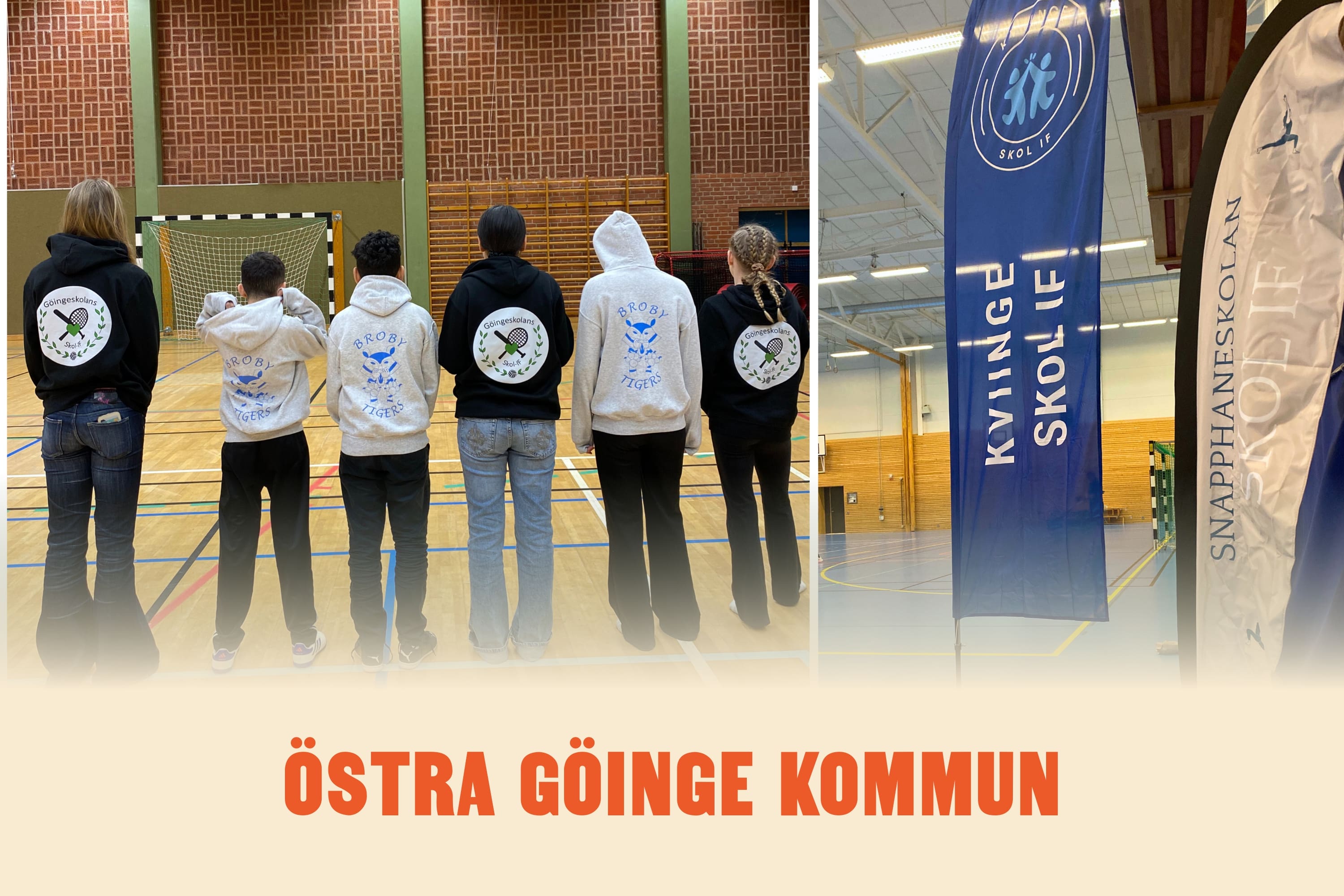 Bildtext: I Östra Göinge samarbetade Göingeskolan och Prästavångsskolans föreningar med att anordna öppen aktivitet i Broby sporthall. Även Kviinge Skol-IF och Snapphaneskolans Skol-IF krokade arm under sina aktiviteter.