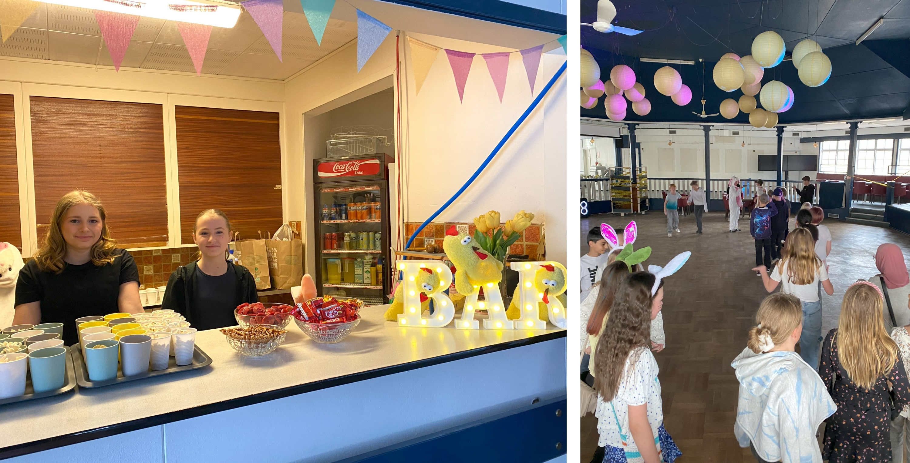 Bildtext: Inne på discot kunde deltagarna frossa fritt i snacks och dricka. Föreningen arrangerade även lekar som limbo och dansstopp.